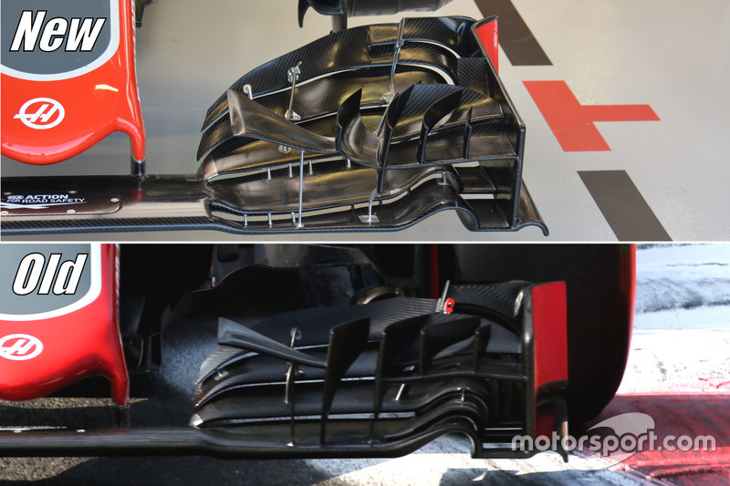 Haas F1 Team VF-16, front wing comparsion