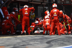 Sebastian Vettel, Ferrari SF70H, makes a stop