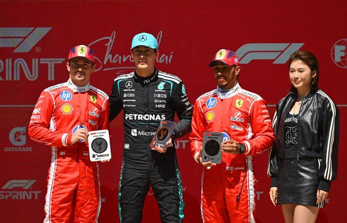 Charles Leclerc, Ferrari, Lewis Hamilton, Ferrari, George Russell, Mercedes