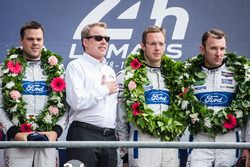 LMGT Pro podium: class winners #68 Ford Chip Ganassi Racing Ford GT: Joey Hand, Dirk Müller, Sébastien Bourdais with Ford Motor Company executive chairman Bill Ford Jr.