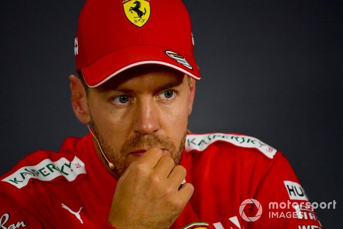 Sebastian Vettel, Ferrari, durante la conferenza stampa post Qualifiche