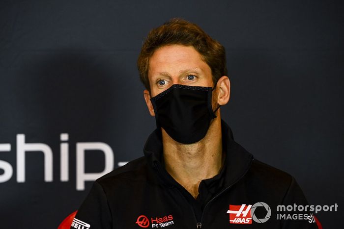 Romain Grosjean, Haas F1, en la conferencia de prensa