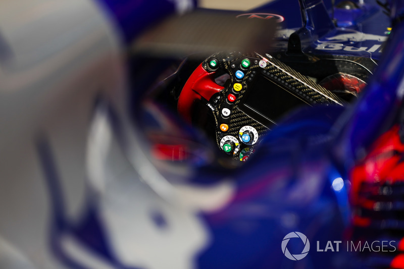 A steering wheel in a Toro Rosso STR13