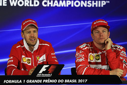 Race winner Sebastian Vettel, Ferrari and Kimi Raikkonen, Ferrari in the Press Conference