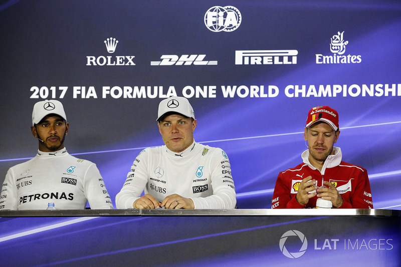 Press conference:  race winner Valtteri Bottas, Mercedes AMG F1, second place Lewis Hamilton, Merced