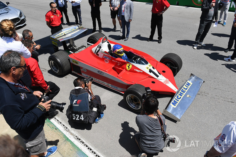 Jacques Villeneuve, Sky Italia, guida la Ferrari 312T3 1978 del padre, vincitrice nel GP del Canada