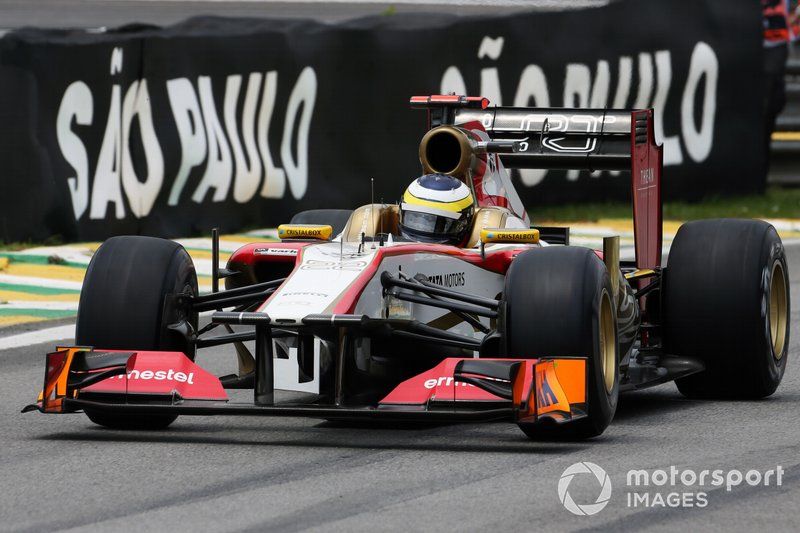 De la Rosa con HRT en Brasil 2012, su último Gran Premio en la F1