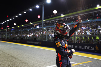 Max Verstappen, Red Bull Racing, waves to the crowd