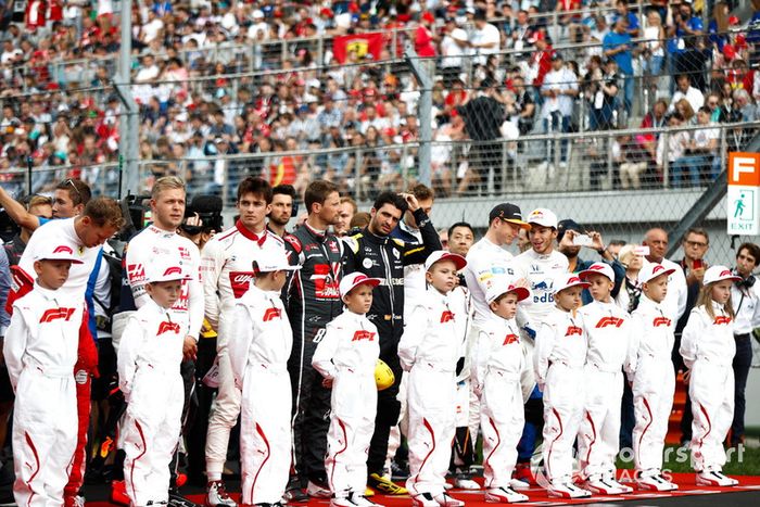 Sebastian Vettel, Ferrari, Kevin Magnussen, Haas F1 Team, Charles Leclerc, Sauber, Romain Grosjean, Haas F1 Team, Carlos Sainz Jr., Renault Sport F1 Team, Stoffel Vandoorne, McLaren, Pierre Gasly, Scuderia Toro Rosso.