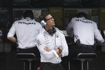 Toto Wolff, Mercedes AMG F1 Director of Motorsport, on the pit wall