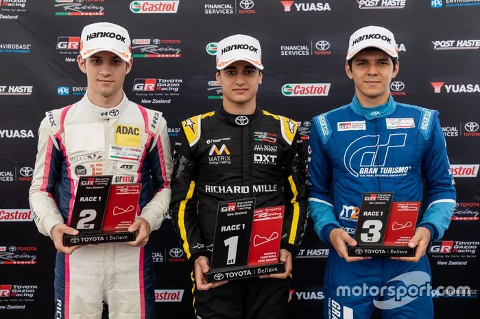 Pódio da corrida 1 em Teretonga