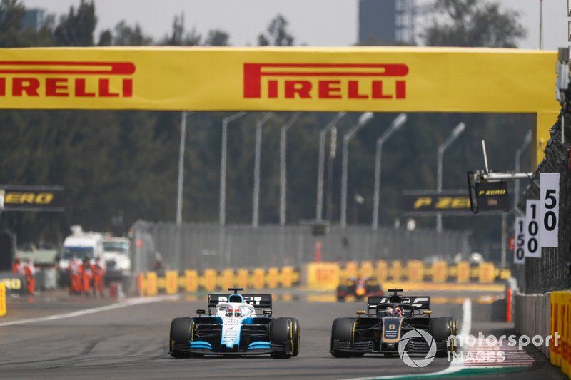 George Russell, Williams Racing FW42, Romain Grosjean, Haas VF-19