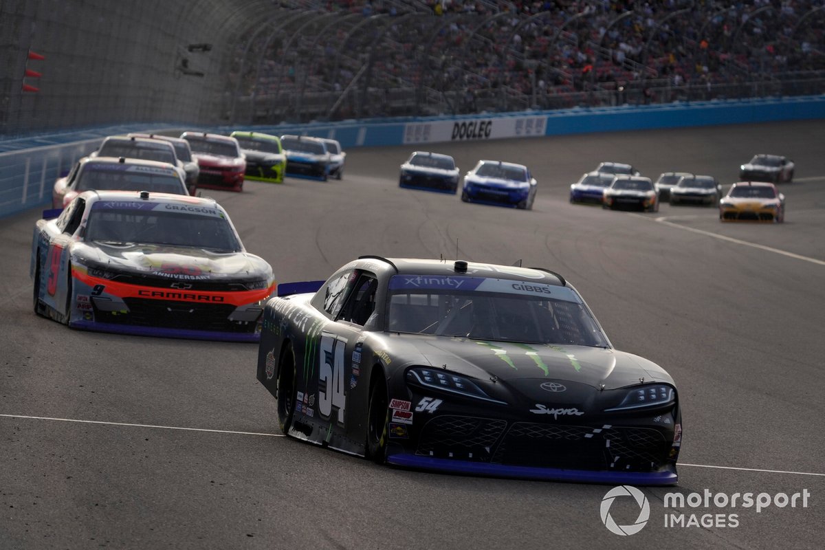 Gibbs raced his way to the front and won the Xfinity title decider at Phoenix