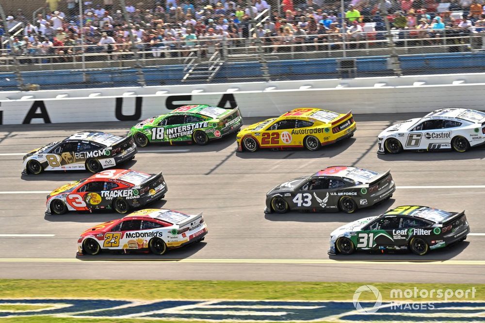 Tyler Reddick, Richard Childress Racing, BetMGM Chevrolet Camaro, Austin Dillon, Richard Childress Racing, Bass Pro Shops /TRACKER Off Road Chevrolet Camaro, Bubba Wallace, 23XI Racing, McDonald's Toyota Camry, Kyle Busch, Joe Gibbs Racing, Interstate Batteries Toyota Camry, Joey Logano, Team Penske, Shell PennzoilAutotrader Ford Mustang, Erik Jones, Petty GMS Motorsports, U.S. Air Force Chevrolet Camaro