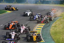 Нико Хюлькенберг, Renault Sport F1 RS17, Серхио Перес, Force India VJM10, Эстебан Окон, Force India