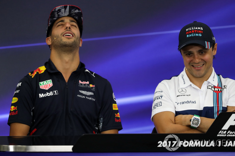 Daniel Ricciardo, Red Bull Racing and Felipe Massa, Williams in the Press Conference