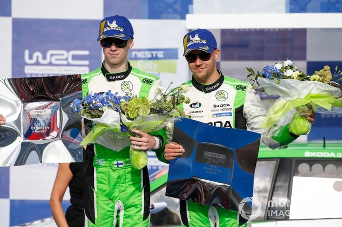 Il vincitore WCR2 Pro, Kalle Rovanperä, Jonne Halttunen, Skoda Motorsport Skoda Fabia R5