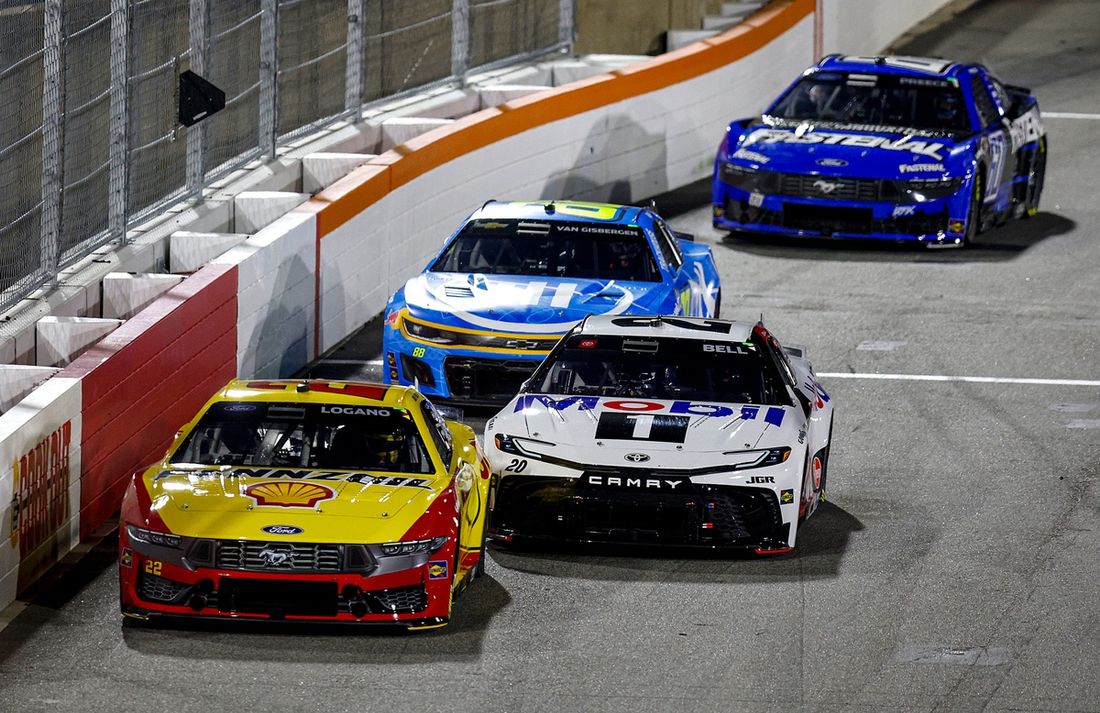 Joey Logano, Team Penske Ford, Christopher Bell, Joe Gibbs Racing Toyota