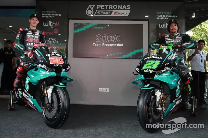 Fabio Quartararo e Franco Morbidelli na apresentação da Petronas Yamaha