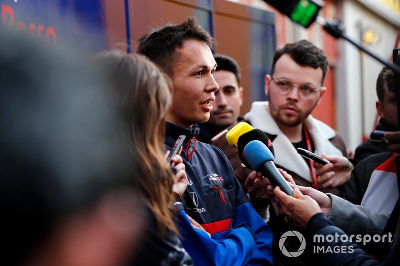 Alex Albon, Scuderia Toro Rosso talks with the media