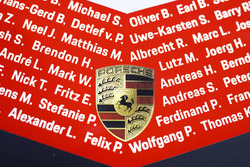 Porsche Team Porsche 919 Hybrid with Porsche logo and drivers name