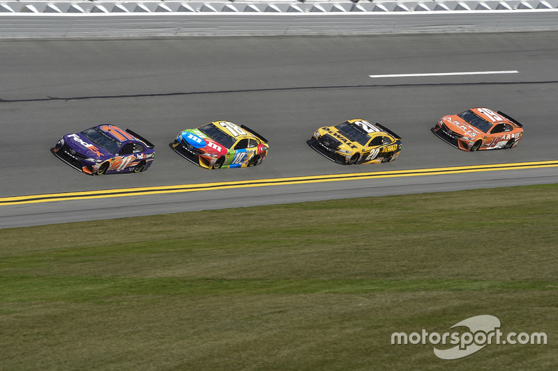 Denny Hamlin, Joe Gibbs Racing, FedEx Express Toyota Camry, Kyle Busch, Joe Gibbs Racing, M&M's Toyota Camry, Erik Jones, Joe Gibbs Racing, DEWALT Toyota Camry, Daniel Suarez, Joe Gibbs Racing, ARRIS Toyota Camry