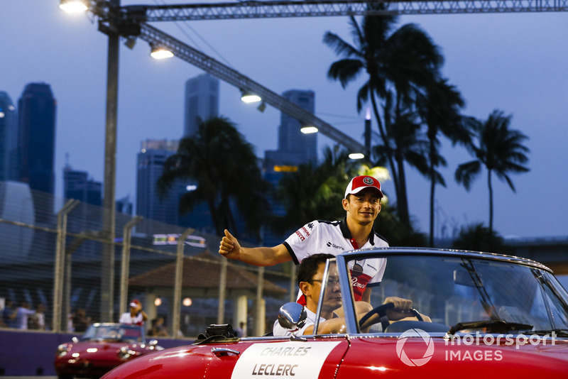 Charles Leclerc, Alfa Romeo Sauber F1 Team, on the drivers' parade