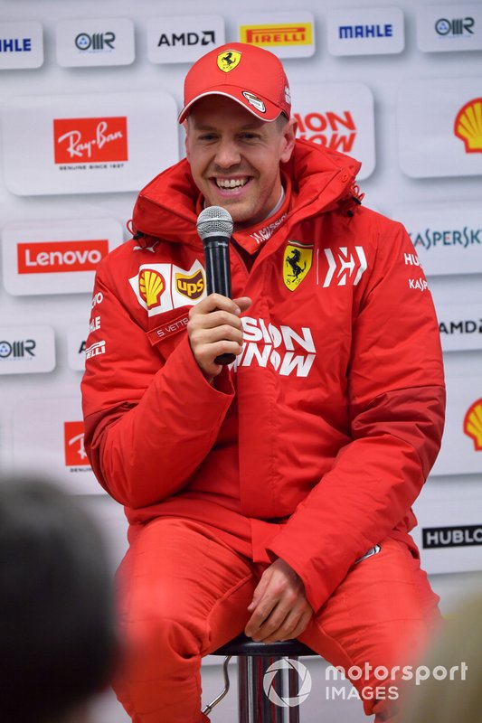 Sebastian Vettel, Ferrari talks with the media