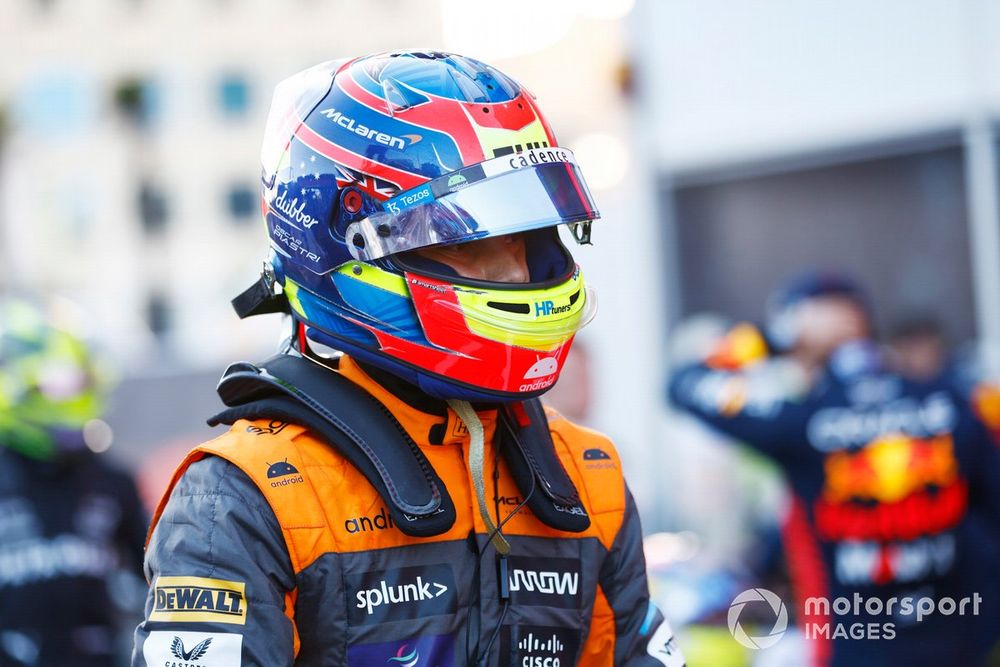 Oscar Piastri, McLaren, in Parc Ferme after the Sprint