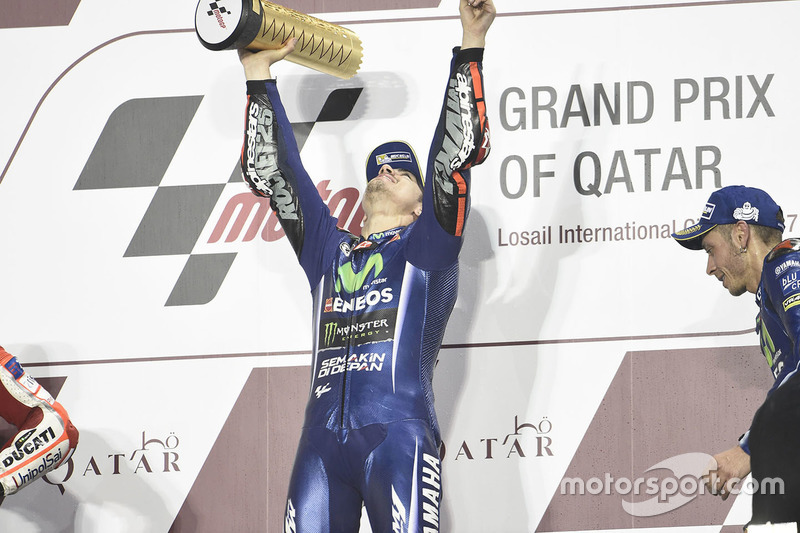 Podio: Maverick Viñales, Yamaha Factory Racing, Valentino Rossi, Yamaha Factory Racing