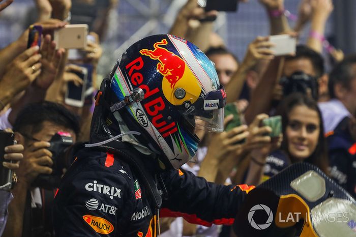 Segundo, Daniel Ricciardo, Red Bull Racing Celebra en Parc ferme