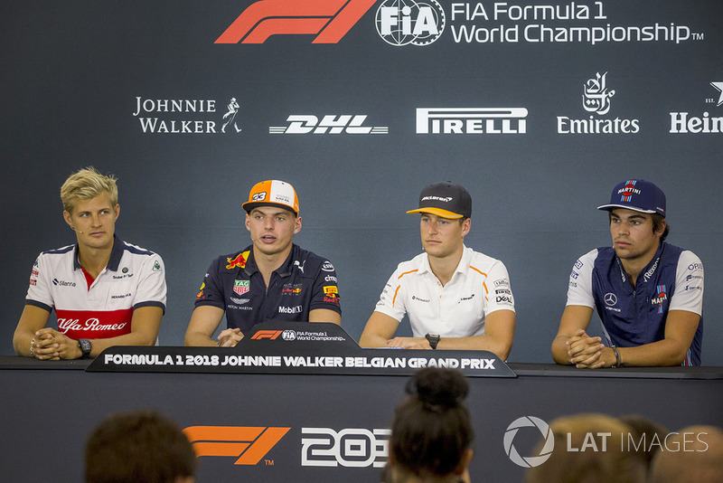 Marcus Ericsson, Sauber, Max Verstappen, Red Bull Racing, Stoffel Vandoorne, McLaren and Lance Stroll, Williams Racing in press conference