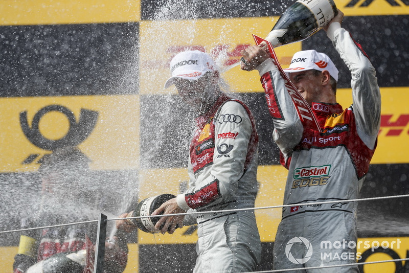 Podium: Race winner René Rast, Audi Sport Team Rosberg and second place Nico Müller, Audi Sport Team Abt Sportsline