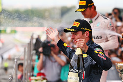 Max Verstappen, Red Bull Racing celebrates his second position on the podium