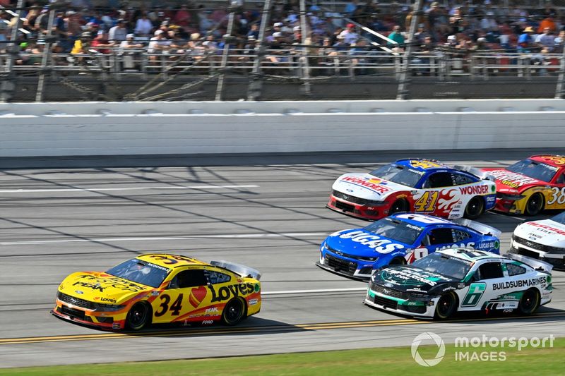 Michael McDowell, Front Row Motorsports, Love's Travel Stops Ford Mustang, Chris Buescher, RFK Racing, Nexletol Ford Mustang, Kyle Busch, Richard Childress Racing, Lucas Oil Chevrolet Camaro, and Ryan Preece, Stewart-Haas Racing, Wonder Bread Ford Mustang