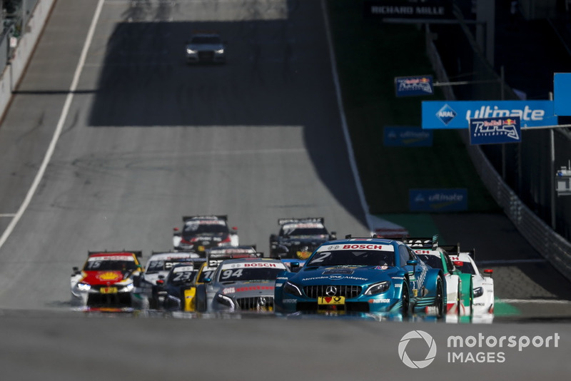 Gary Paffett, Mercedes-AMG Team HWA, Mercedes-AMG C63 DTM leads at the start of the race