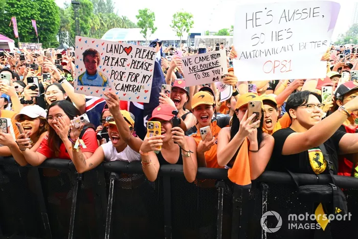 McLaren fans show their support in the fan zone