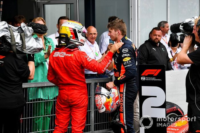 Sebastian Vettel, Ferrari y Max Verstappen, Red Bull Racing