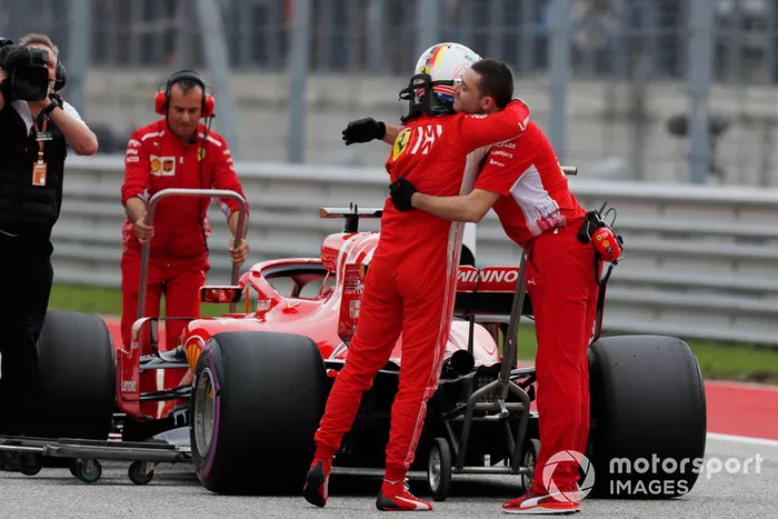 Sebastian Vettel, Ferrari en parc ferme 