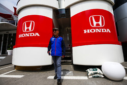 Toro Rosso press officer Eric Silbermann exits the Honda hospitality area