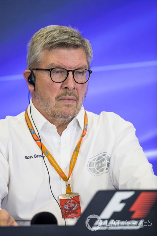 Ross Brawn, Managing Director of Motorsports, FOM, attends a press conference with representatives of DHL