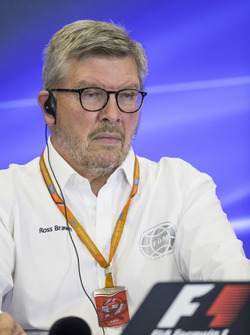 Ross Brawn, Managing Director of Motorsports, FOM, attends a press conference with representatives of DHL