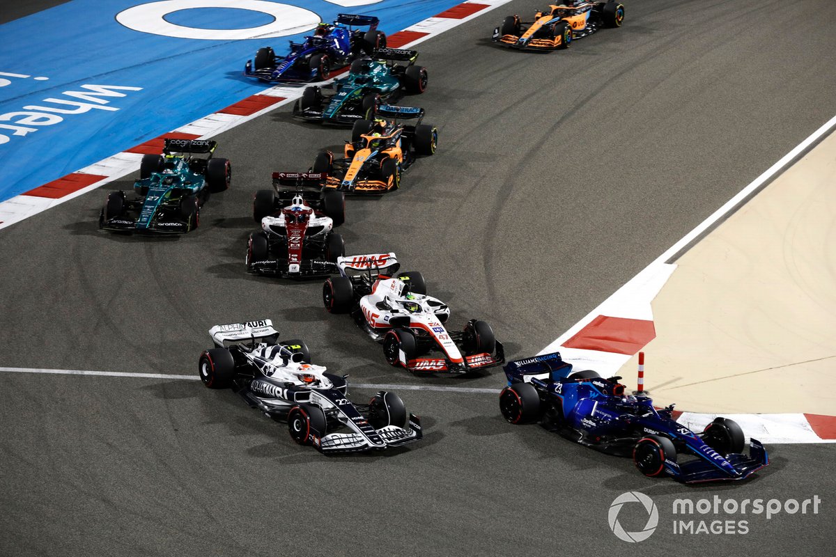 Alex Albon, Williams FW44, Yuki Tsunoda, AlphaTauri AT03, Mick Schumacher, Haas VF-22, Valtteri Bottas, Alfa Romeo C42, Nico Hulkenberg, Aston Martin AMR22