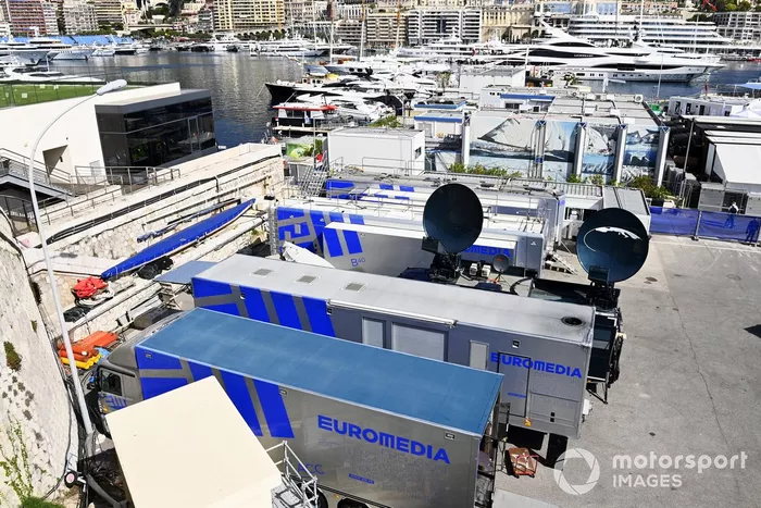 Camiones de prensa en Montecarlo