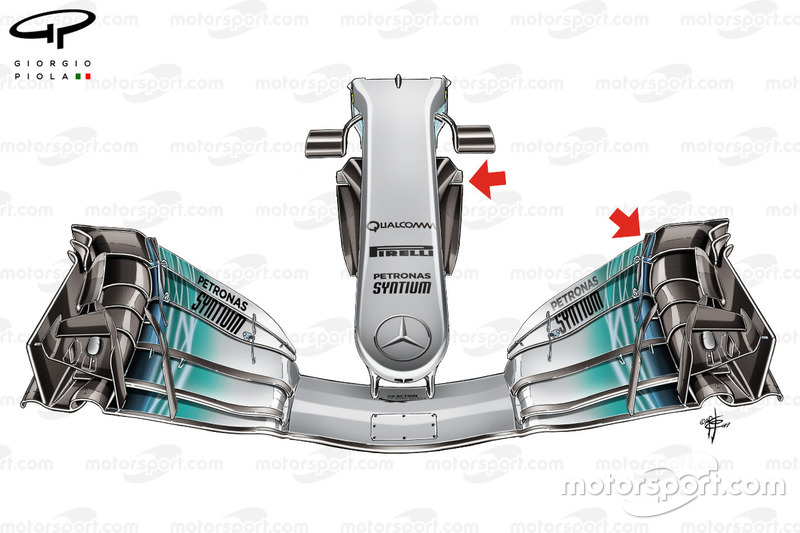 Aileron avant de Mercedes W08, GP de Belgique