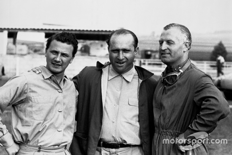 Hans Herrmann, Juan Manuel Fangio and Karl Kling, Mercedes