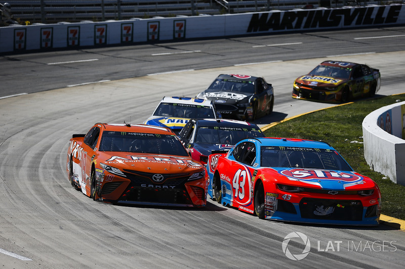Darrell Wallace Jr., Richard Petty Motorsports, Chevrolet Camaro STP and Daniel Suarez, Joe Gibbs Racing, Toyota Camry ARRIS