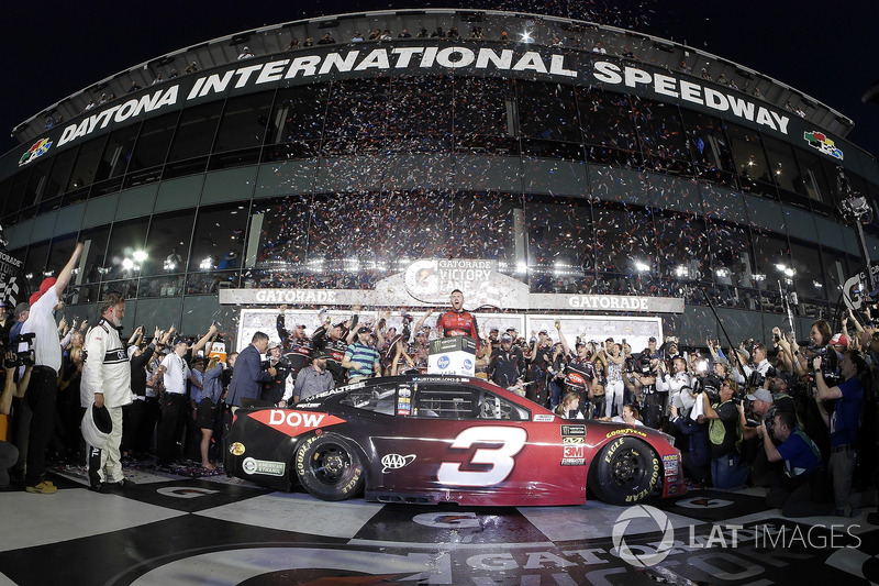 Austin Dillon, Richard Childress Racing Chevrolet Camaro celebrates his win