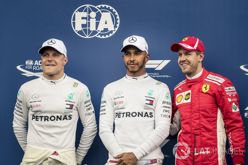 Valtteri Bottas, Mercedes-AMG F1, Lewis Hamilton, Mercedes-AMG F1 ve Sebastian Vettel, Ferrari