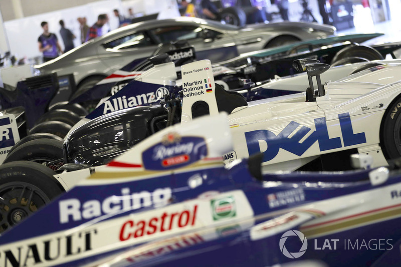 A line-up of Williams cars, including the 1999 BMW Le Mans winner